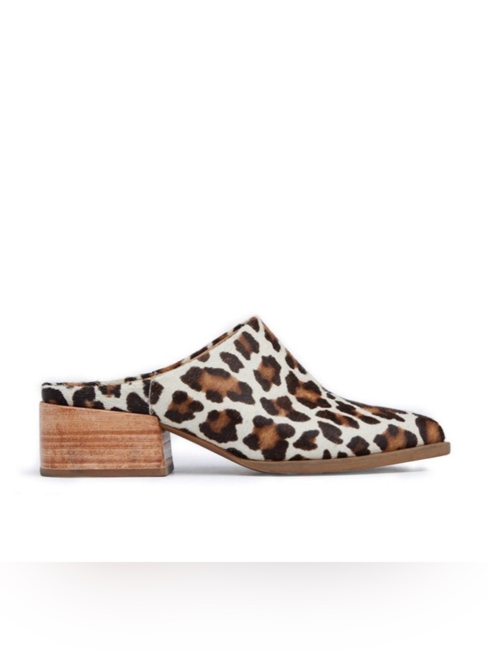 Able Miriam Leopard Print Calf Hair Pointed Toe Mule  8